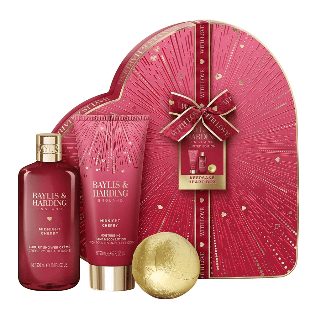 Midnight Cherry Luxury Heart Keepsake Gift Box Gift Set